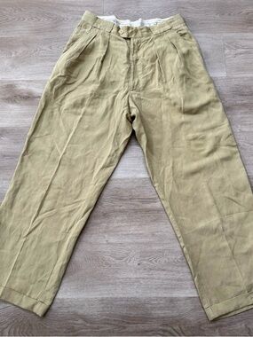 Vintage GIORGIO ARMANI High Waist Wide Pleated Linen Rayon Pants ACTUAL Sz 30x28